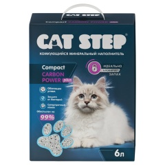 Наполнитель комкующийся минеральный CAT STEP Compact Carbon Power Plus, 6 л фото