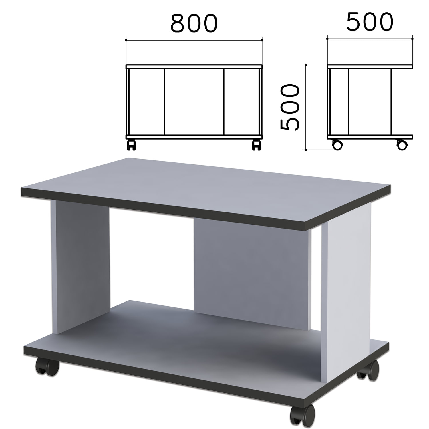 Стол журнальный «монолит», 800×500×500 мм, цвет серый, ЖМ02.11