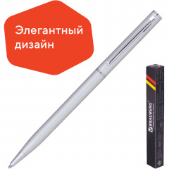 Ручка подарочная шариковая BRAUBERG "Delicate Silver", корпус серебристый, узел 1 мм, линия письма 0,7 мм, синяя, 141401 фото