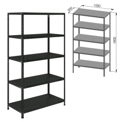 Стеллаж металлический BRABIX "ГРАФИТ MS KD-180/50-5", лофт, 1800х1000х500 мм, 5 полок, 291270, S240BR145593 фото
