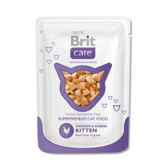Суперпремиальный влажный корм для котят BRIT Care Cat Курица и сыр фото