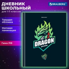 Дневник 1-11 класс 40 л., твердый, BRAUBERG, матовая ламинация, Dragon, 107178 фото