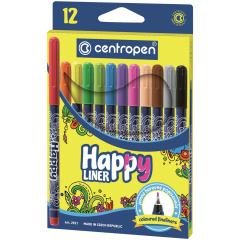 Ручки капиллярные (линеры) 12 ЦВЕТОВ CENTROPEN "Happy Liner", линия письма 0,3 мм, 2521/12, 2 2521 1202 фото