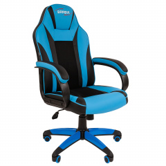 Кресло компьютерное BRABIX "Tanto GM-171", TW/экокожа, черное/голубое, 532575, 7083503 фото