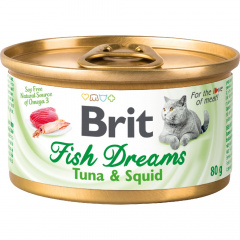 BRIT CARE, Консервы с тунцом и кальмаром для кошек "Fish Dreams", 80г, 111363 фото