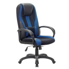 Кресло компьютерное BRABIX PREMIUM "Rapid GM-102", экокожа/ткань, черное/синее, 532106 фото