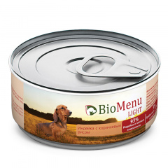 BioMenu LIGHT Консервы д/собак Индейка с коричневым рисом 93%-МЯСО 100гр*24 фото