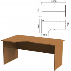 Стол письменный эргономичный "Монолит", 1600х900х750 мм, левый, цвет орех гварнери, СМ7.3 фото