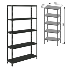Стеллаж металлический BRABIX "ГРАФИТ MS KD-180/40/70-5", лофт, 1800х700х400 мм, 5 полок, 291268, S240BR124593 фото