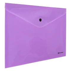 Папка-конверт с кнопкой BRAUBERG "Pastel", А4, до 100 листов, непрозрачная, лиловая, 0,18 мм, 270475 фото