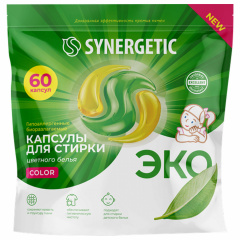 Капсулы для стирки концентрированные гипоаллергенные 60шт SYNERGETIC COLOR, ш/к 55844, 109816 фото