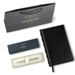 Ручка шариковая PARKER "Jotter Core Stainless Steel CT", ежедневник А5 черный, пакет, 880891 фото