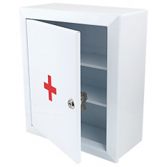 Шкафчик-аптечка металлический "Призма", навесной, 2 полки, ключевой замок, 330x280x140 мм фото