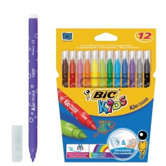 Фломастеры BIC "Kid Couleur", 12 цветов, суперсмываемые, вентилируемый колпачок, европодвес, 9202932 фото