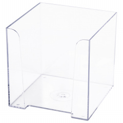 Подставка для бумажного блока BRAUBERG CLASSIC пластиковая, 90х90х90 мм, прозрачная, 238092, ПЛ41 фото