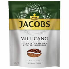 Кофе молотый в растворимом JACOBS "Millicano", сублимированный, 120 г, мягкая упаковка, 8052694 фото