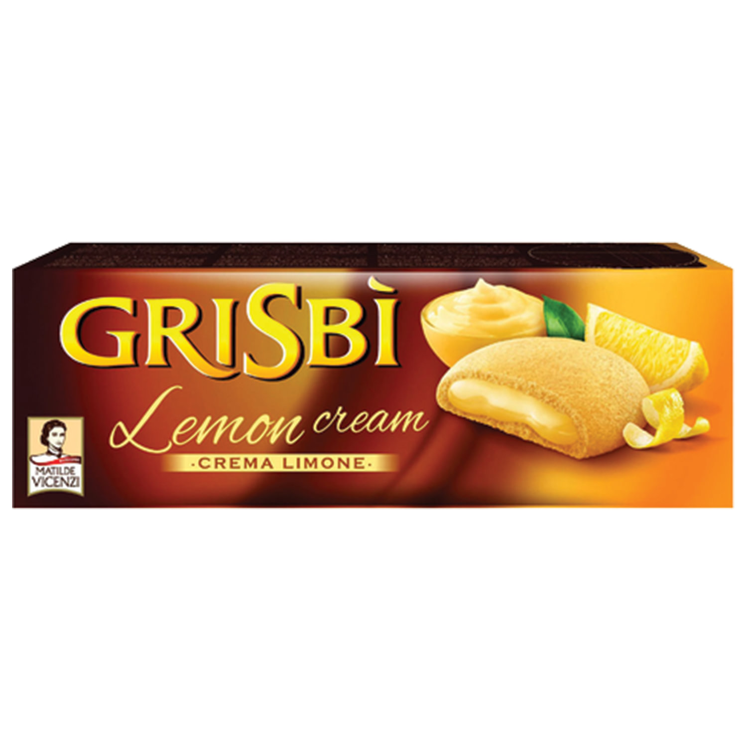 Печенье Grisbi Lemon Cream песочное с начинкой из лимонного крема, 150 г