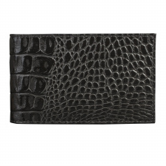 Визитница карманная BEFLER "Кайман", на 40 визиток, натуральная кожа, крокодил, черная, V.30.-13 фото