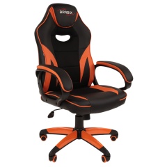 Кресло компьютерное BRABIX "Accent GM-161", TW/экокожа, черное/оранжевое, 532577, 7083505 фото
