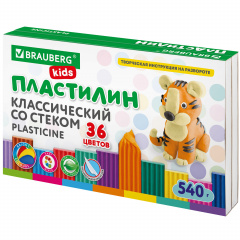 Пластилин классический BRAUBERG KIDS, 36 цветов, 540 г, стек, ВЫСШЕЕ КАЧЕСТВО, 106678 фото