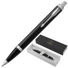 Ручка шариковая PARKER "IM Core Black Lacquer CT", черный глянцевый лак, детали хром, синяя, 1931665 фото