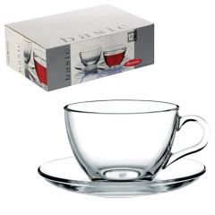 Набор чайный "Basic" на 6 персон (6 кружек 215 мл, 6 блюдец), стекло, PASABAHCE, 97948 фото