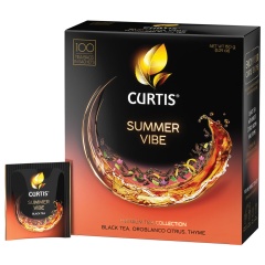 Чай CURTIS "Summer Vibe", черный с мятой и ароматом цитрусовых, 100 пакетиков в конве, 102558 фото