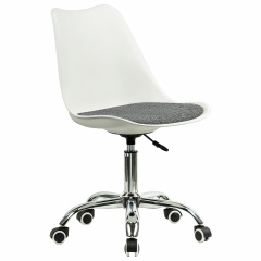 Кресло стул BRABIX "Eames MG-310 CH", хром, пластик белый, ткань серая, 532924 фото