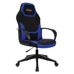 Кресло компьютерное BRABIX "Alpha GM-018", ткань/экокожа, черное/синее, 532638, GM-018_532638 фото