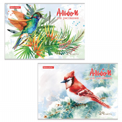 Альбом для рисования А4 24 л., скоба, обложка картон, BRAUBERG, 202х285 мм, "Райские птички" (2 вида), 105609 фото