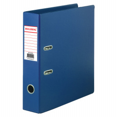 Папка-регистратор BRAUBERG с двухсторонним покрытием из ПВХ, 70 мм, синяя, 222655 фото