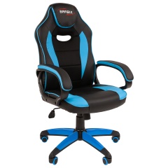 Кресло компьютерное BRABIX "Blaze GM-162", TW/экокожа, черное/голубое, 532578, 7083506 фото