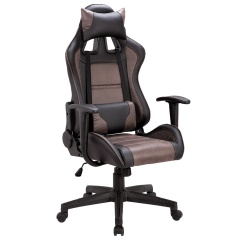 Кресло компьютерное BRABIX "GT Racer GM-100", две подушки, ткань, экокожа, черное/коричневое, 531819 фото