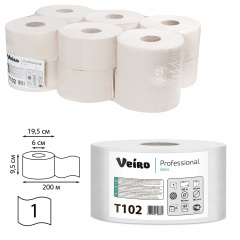 Бумага туалетная 200 м, VEIRO Professional (Система T2), КОМПЛЕКТ 12 шт., Basic, T102 фото