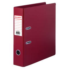 Папка-регистратор BRAUBERG с двухсторонним покрытием из ПВХ, 70 мм, бордовая, 222653 фото
