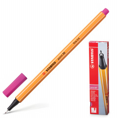 Ручка капиллярная (линер) STABILO "Point", РОЗОВАЯ, корпус оранжевый, линия письма 0,4 мм, 88/56 фото