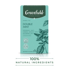 Чай GREENFIELD Natural Tisane "Double Mint" травяной, 20 пирамидок по 1,8 г, ш/к 1758, 1758-08 фото