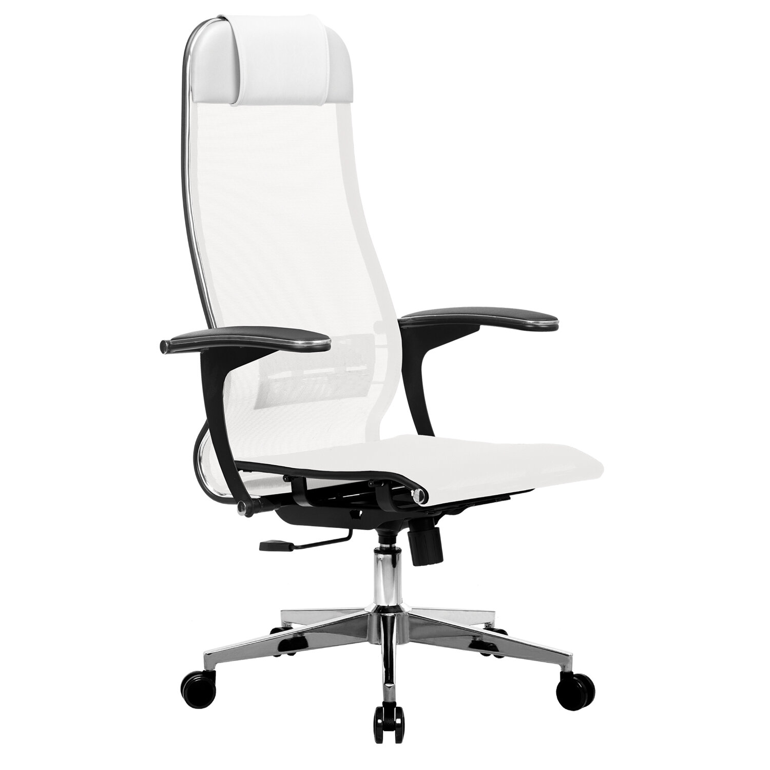 Кресло офисное метта к 4 т хром прочная сетка сиденье и спинка регулируемые черное