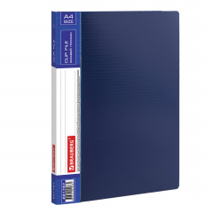 Папка с боковым металлическим прижимом и внутренним карманом BRAUBERG "Contract", синяя, до 100 л., 0,7 мм, бизнес-класс, 221787 фото