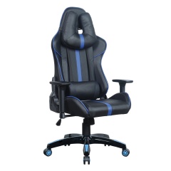 Кресло компьютерное BRABIX "GT Carbon GM-120", две подушки, экокожа, черное/синее, 531930 фото
