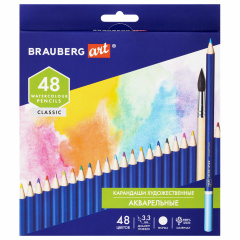 Карандаши художественные цветные акварельные BRAUBERG ART CLASSIC, 48 цветов, грифель 3,3 мм, 181532 фото
