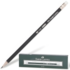 Карандаш чернографитный FABER-CASTELL, 1 шт., "1112", НВ, с ластиком, корпус черный, 111200 фото