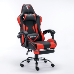 Кресло компьютерное BRABIX "Dexter GM-135", подножка, две подушки, экокожа, черное/красное, 532799 фото