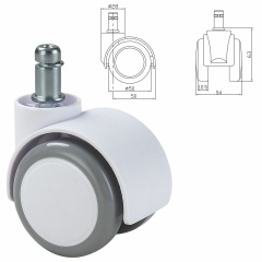 Колеса (ролики) BRABIX для кресла, прорезиненные, SLIM, КОМПЛЕКТ 5шт, шток d11мм, белые, 533086 фото