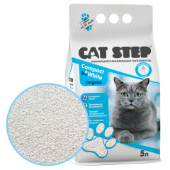 Наполнитель комкующийся минеральный CAT STEP Compact White Original, 5 л фото