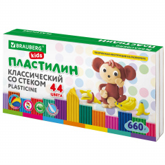 Пластилин классический BRAUBERG KIDS, 44 цвета, 660 г, стек, ВЫСШЕЕ КАЧЕСТВО, 106679 фото