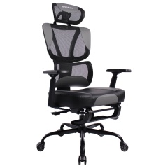 Кресло BRABIX PREMIUM "Venom GM-530", подножка, синхромеханизм, экокожа/сетка, черное/серое, 532951 фото
