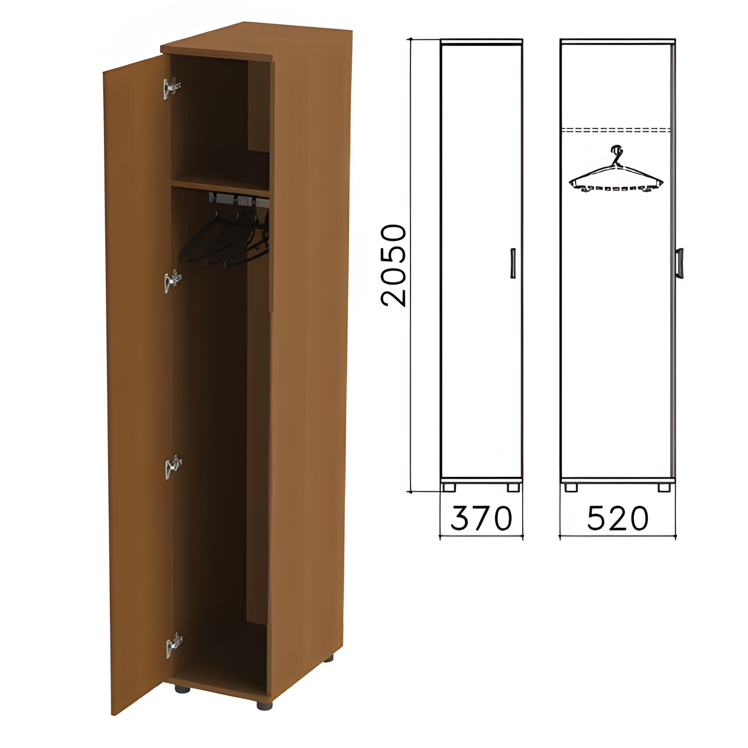 Шкаф для одежды Канц 700х350х1830 мм цвет орех пирамидальный ШК40.9