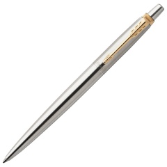 Ручка шариковая PARKER "Jotter Core Stainless Steel GT", корпус серебро, позолота, синяя, 1953182 фото