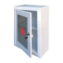 Шкафчик-аптечка металлический, навесной, 1 полка, ключевой замок, стекло, 330x280x140 мм фото